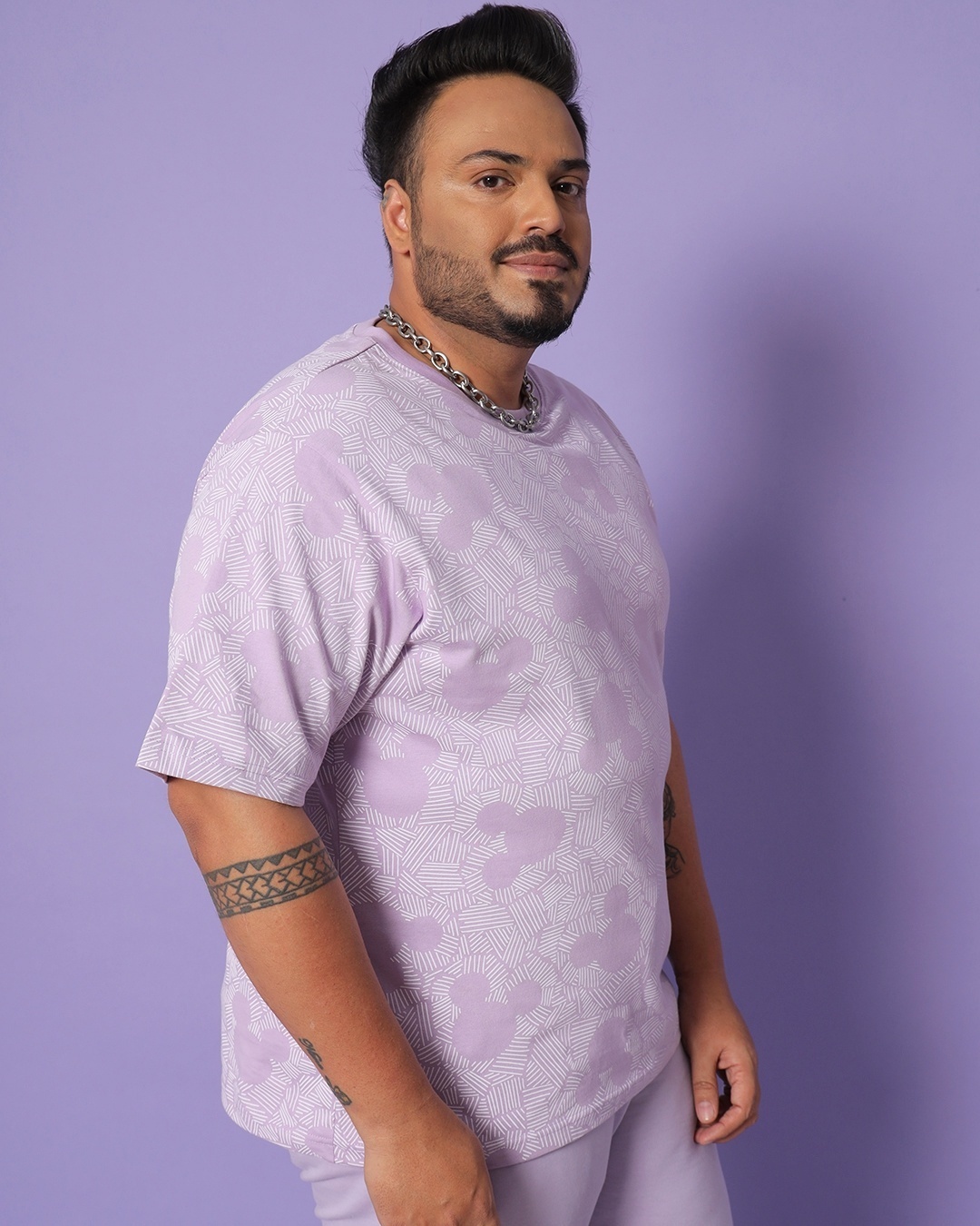 Shop Men's Purple All Over Printed Plus Size T-shirt-Back
