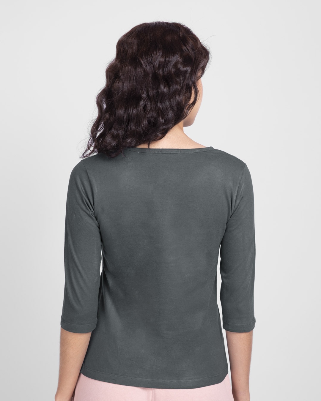 Shop Find Your Balance 3/4th Sleeve Slim Fit T-Shirts Nimbus Grey-Back