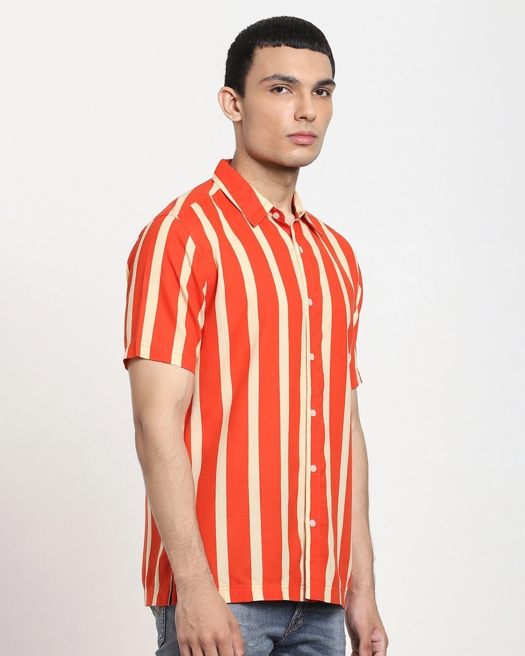 Shop Fire Whirl Dot And Stripe AOP Half Sleeve Shirt-Design