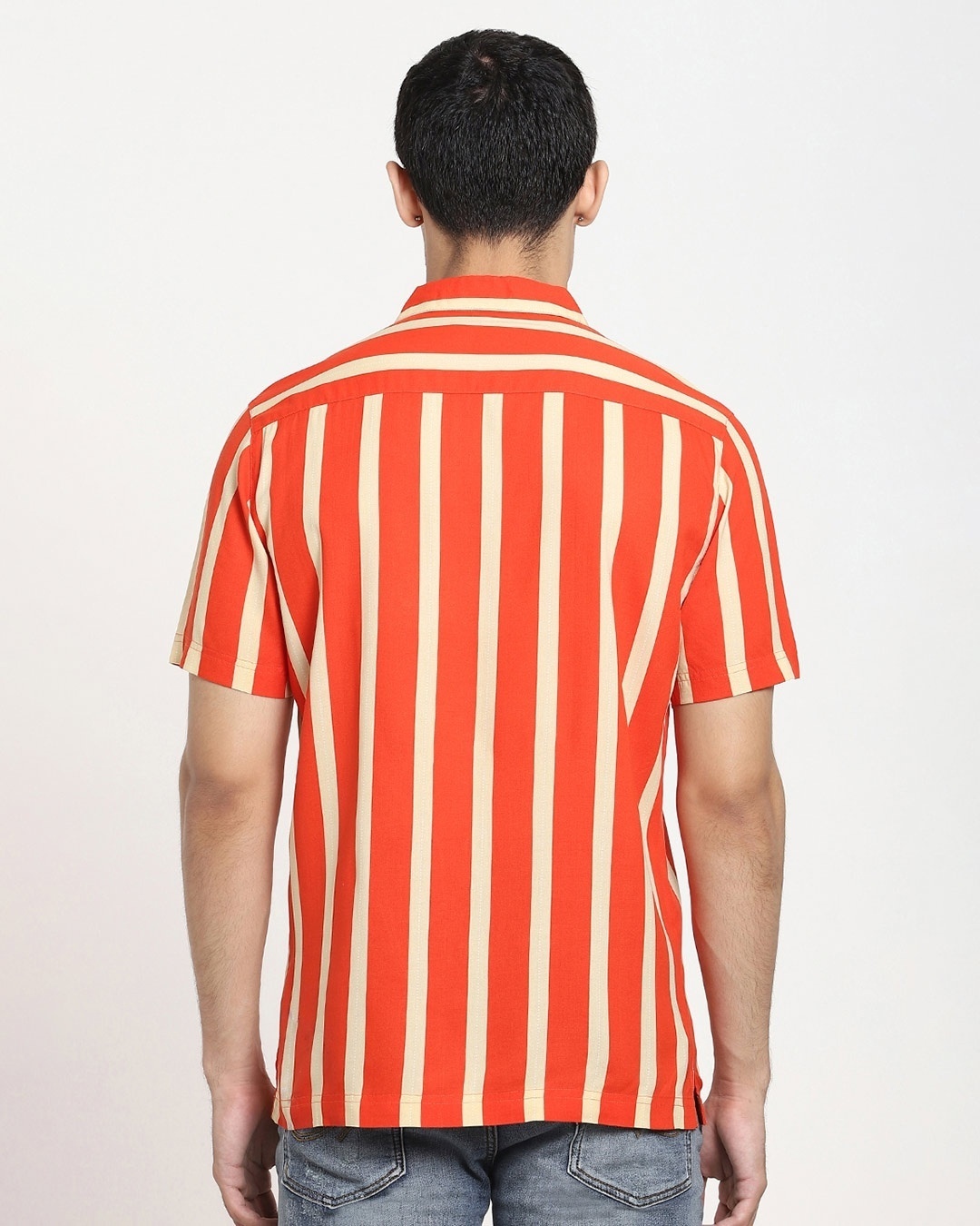 Shop Fire Whirl Dot And Stripe AOP Half Sleeve Shirt-Full
