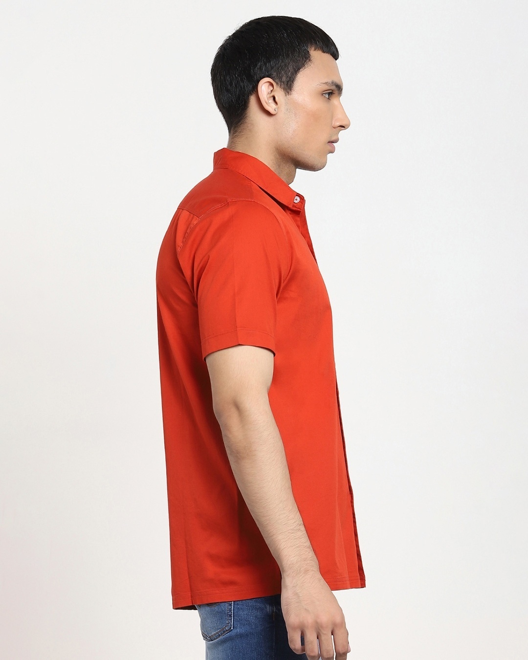 Shop Fire Whirl Half Sleeve Solid Shirt-Back