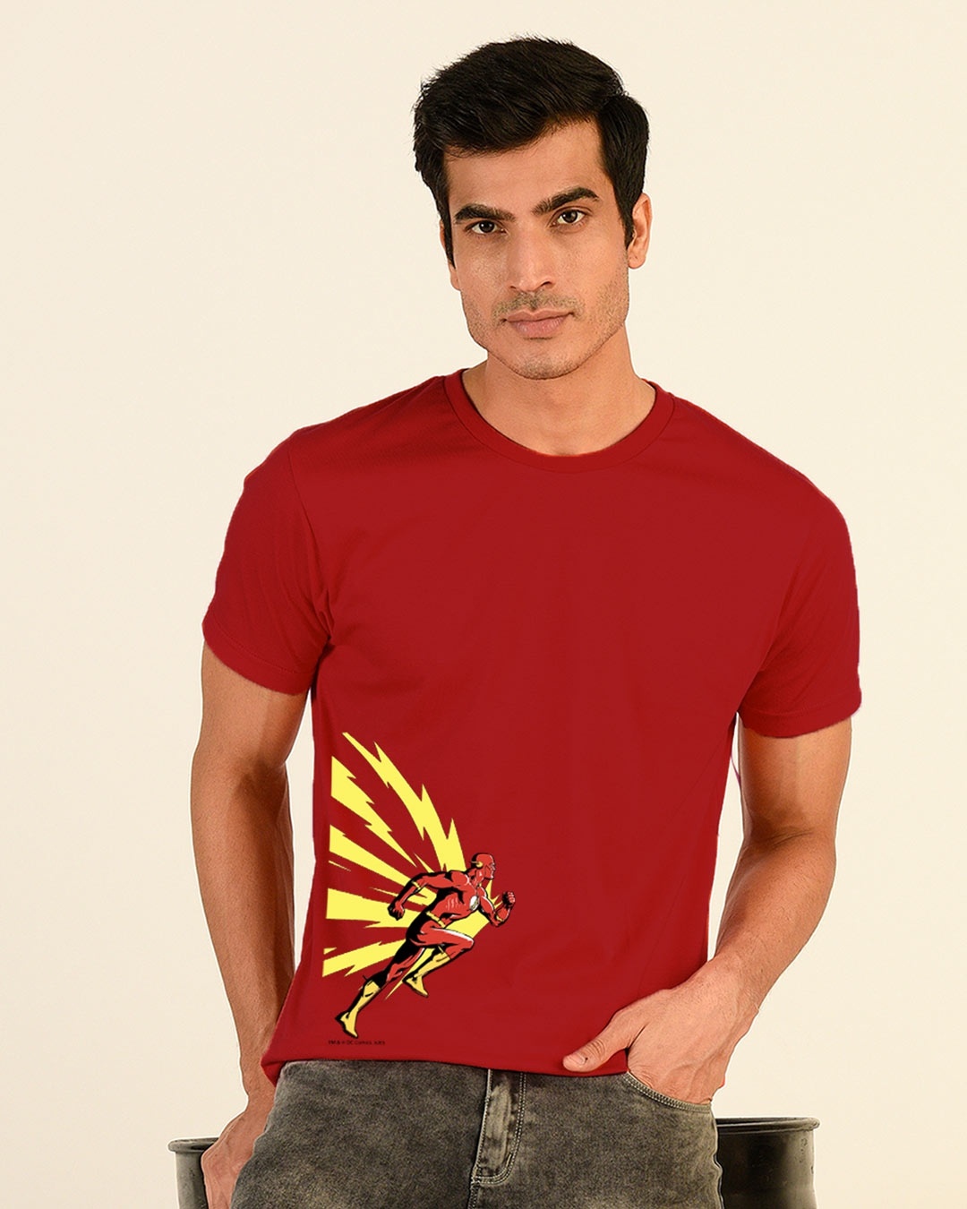 Shop Flash Thunder Half Sleeve T-Shirt  (FL) Bold Red-Front