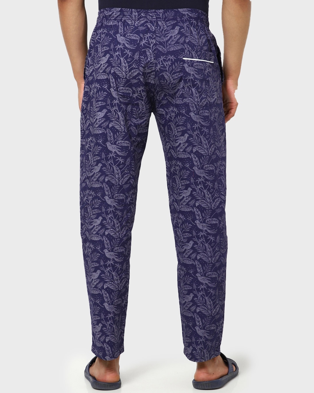 Shop Men's Blue Flora And Fauna All Over Printed Pyjamas-Back