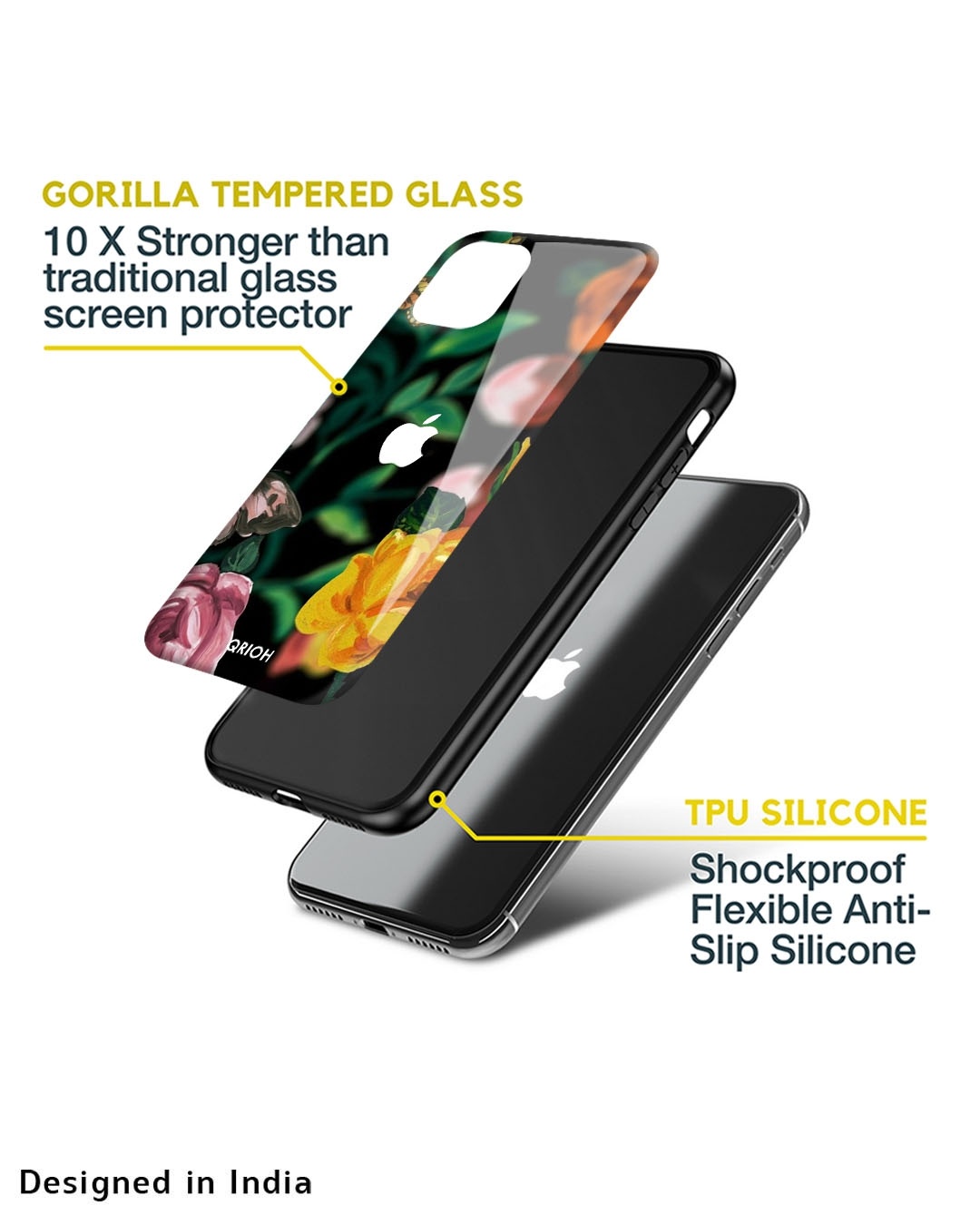 Shop Floral Printed Premium Glass Cover For iPhone 8 Plus (Impact Resistant, Matte Finish)-Design