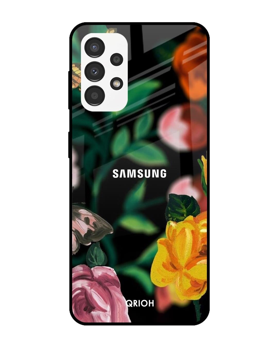 Shop Floral Printed Premium Glass Cover For  A13(Impact Resistant, Matte Finish)-Back