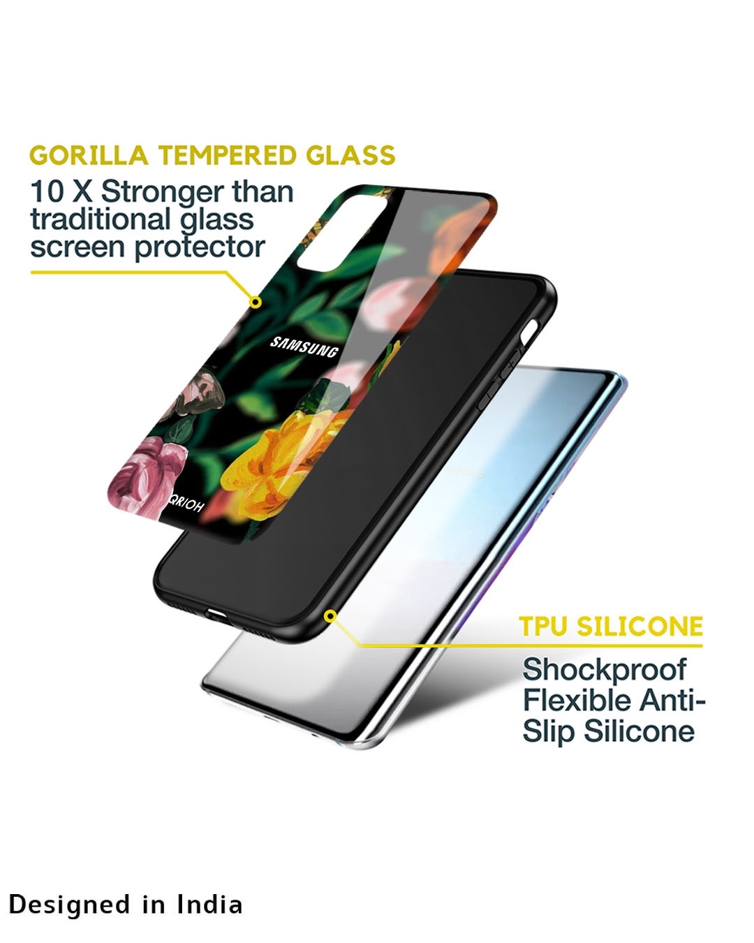 Shop Floral Printed Premium Glass Cover For  A53 5G(Impact Resistant, Matte Finish)-Design