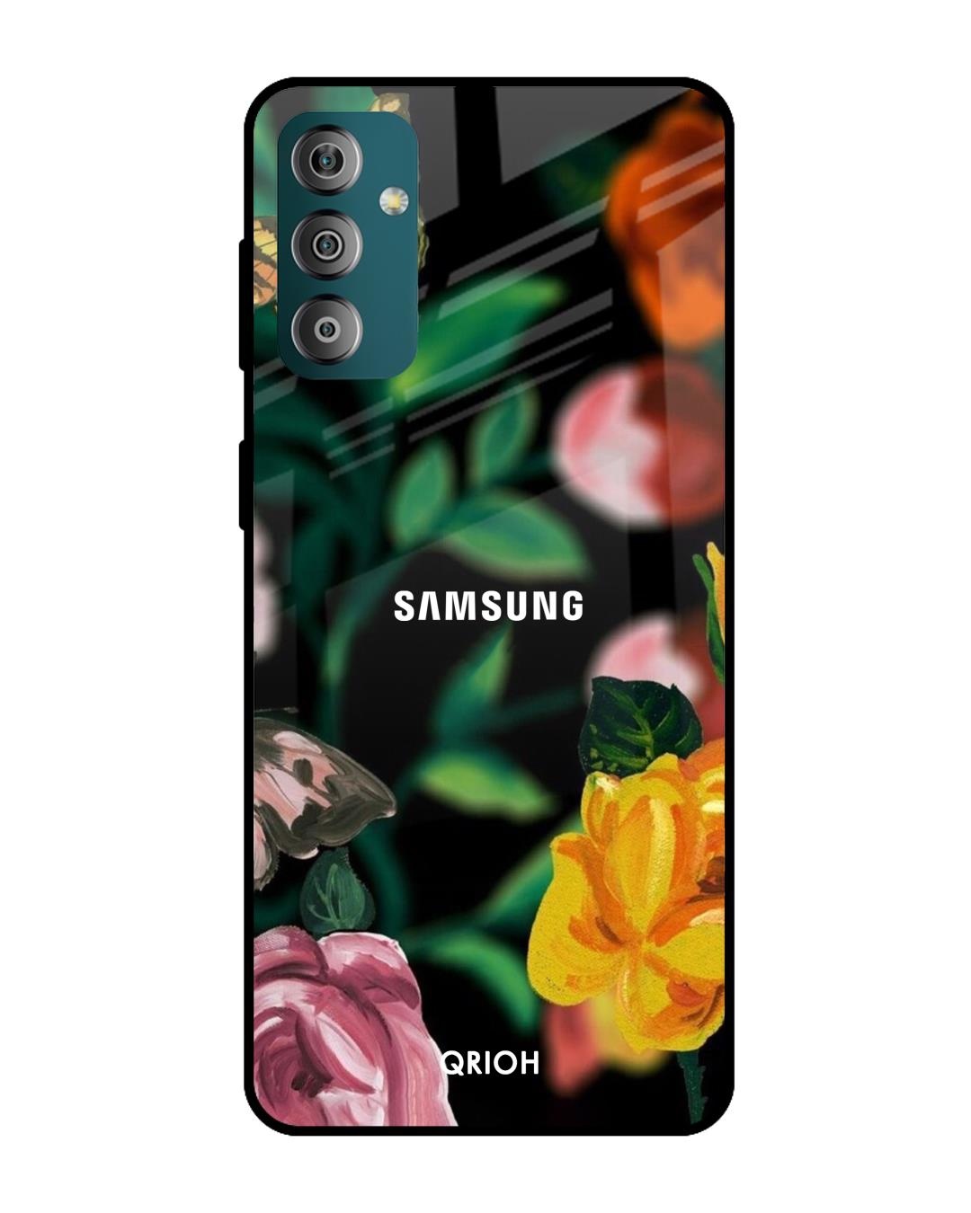 Shop Floral Printed Premium Glass Cover For  F23 5G(Impact Resistant, Matte Finish)-Back