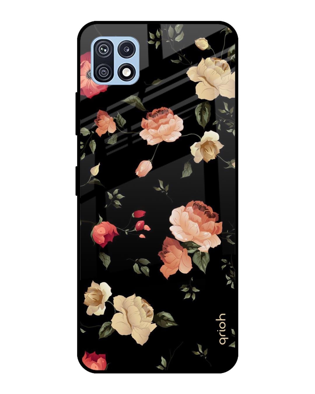 Shop Floral Printed Premium Glass Cover For  F42 5G(Impact Resistant, Matte Finish)-Back