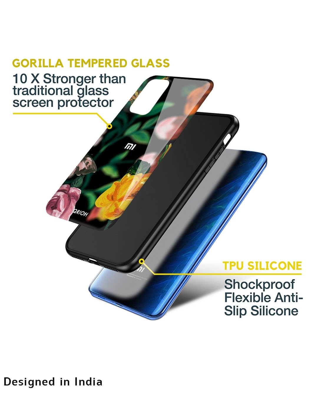 Shop Floral Printed Premium Glass Cover For Mi 11T Pro 5G (Impact Resistant, Matte Finish)-Design