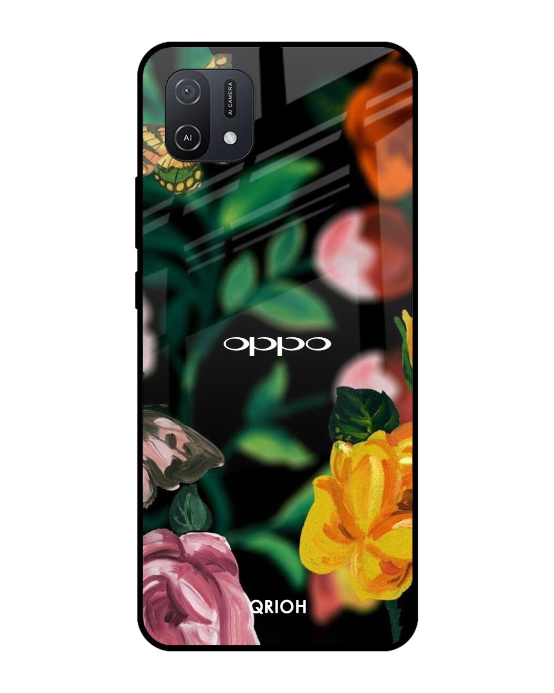 Shop Floral Printed Premium Glass Cover For Oppo A16K (Impact Resistant, Matte Finish)-Front