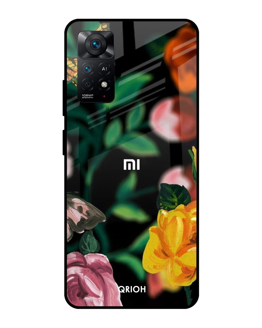 Shop Floral Printed Premium Glass Cover For Redmi Note 11 Pro 5G (Impact Resistant, Matte Finish)-Front