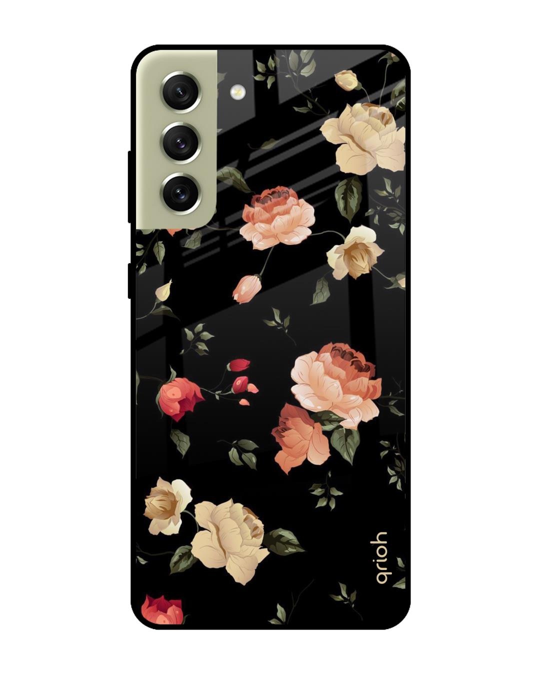 Shop Floral Printed Premium Glass Cover For  S21 FE 5G(Impact Resistant, Matte Finish)-Back