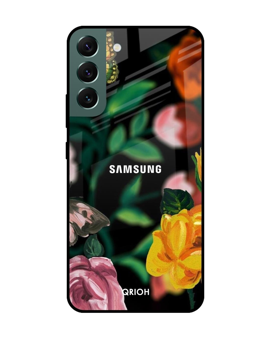 Shop Floral Printed Premium Glass Cover For  S22 Plus 5G(Impact Resistant, Matte Finish)-Back
