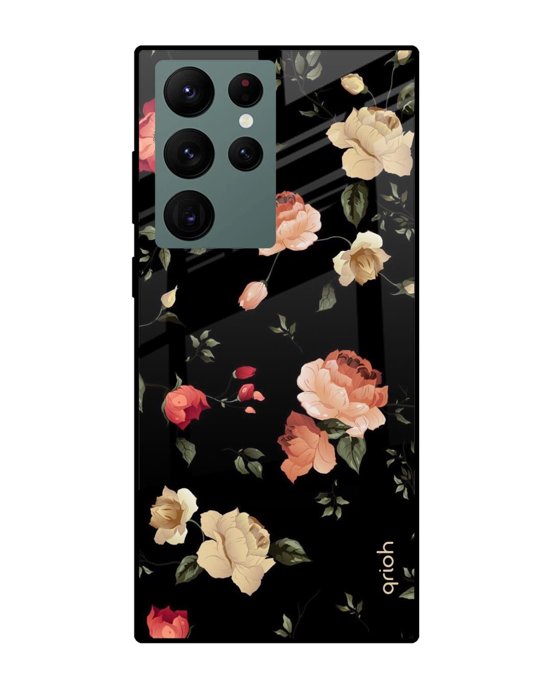 Shop Floral Printed Premium Glass Cover For  S22 Ultra 5G(Impact Resistant, Matte Finish)-Front