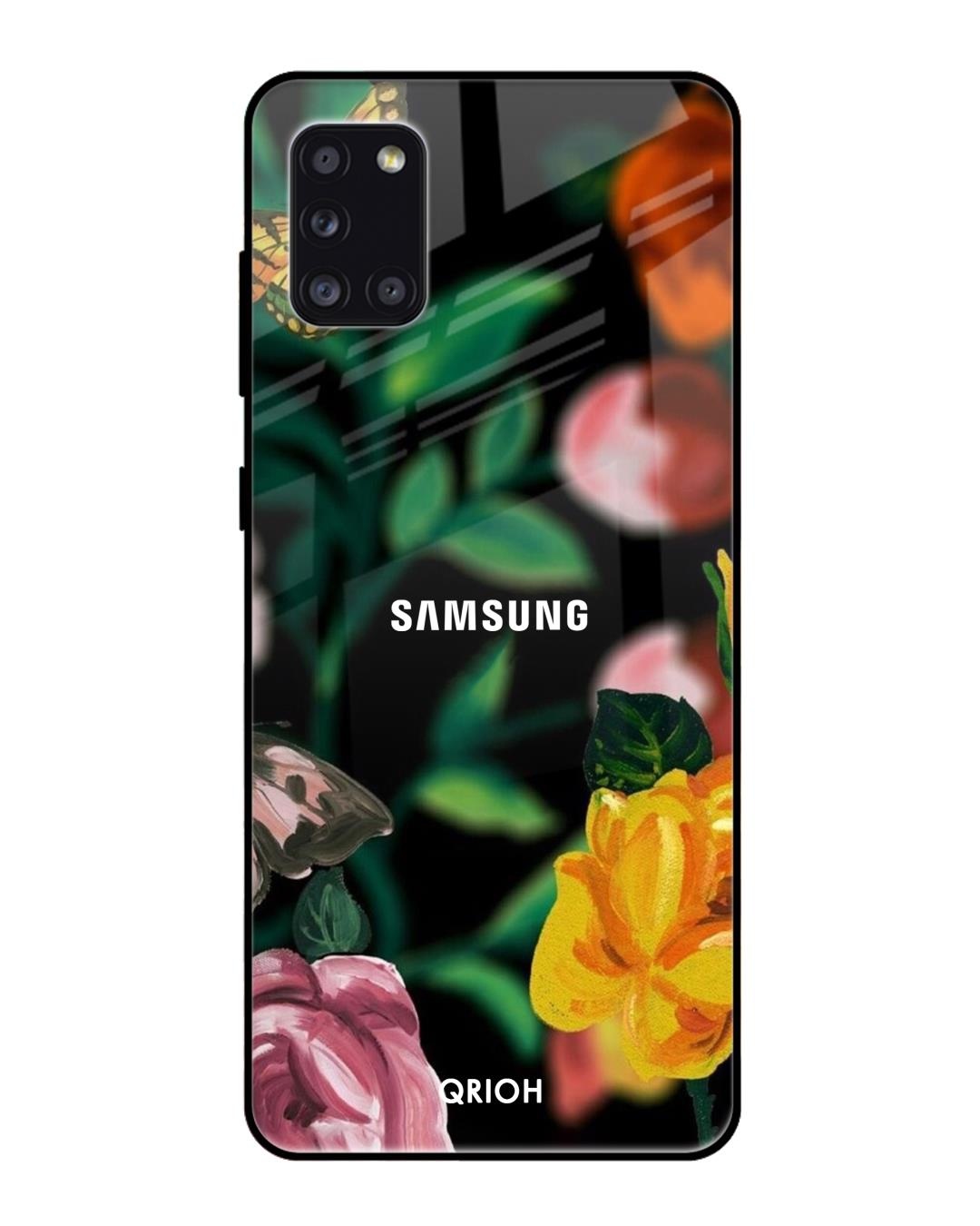 Shop Floral Printed Premium Glass Cover For Samsung Galaxy A31(Impact Resistant, Matte Finish)-Back