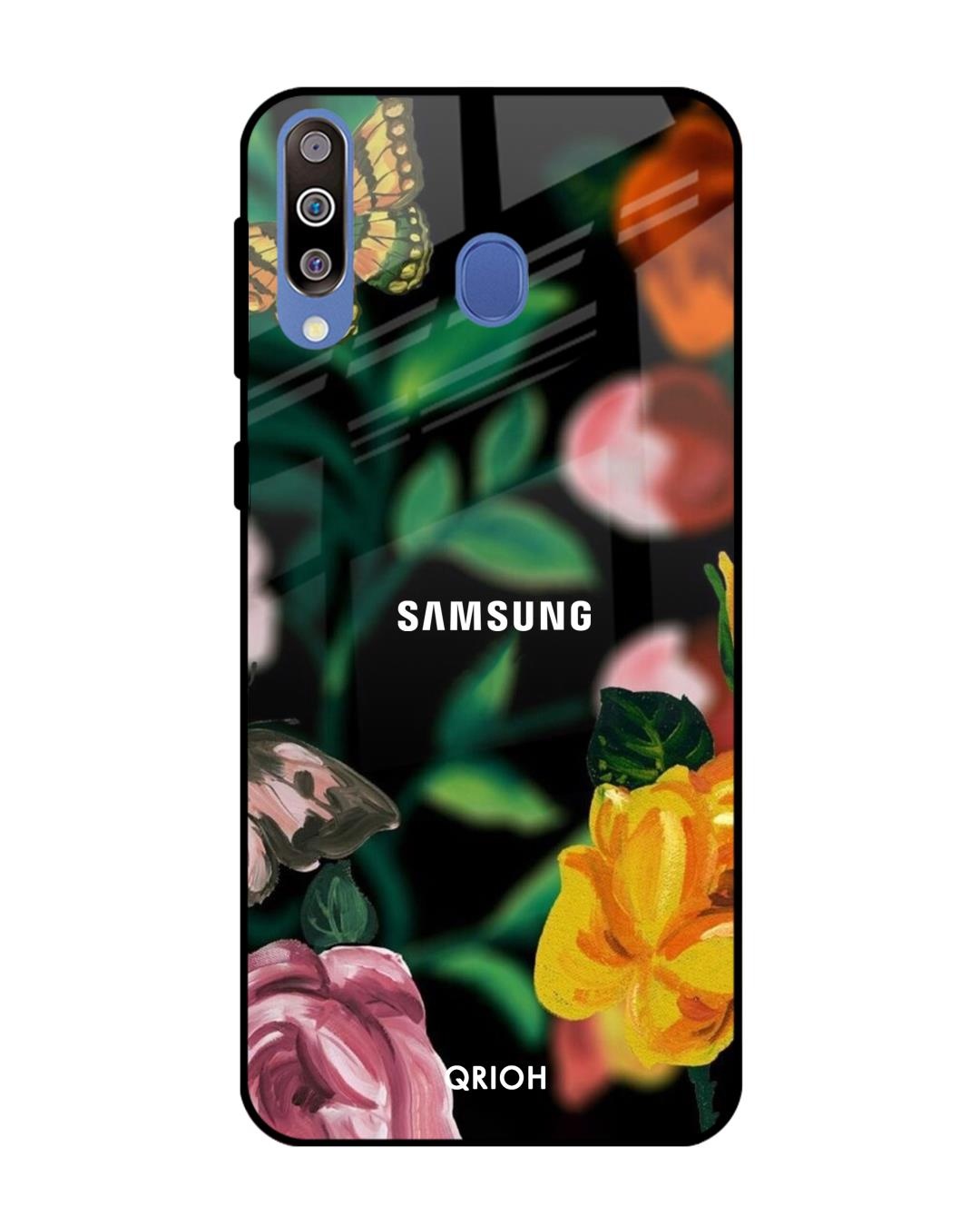 Shop Floral Printed Premium Glass Cover For Samsung Galaxy M40(Impact Resistant, Matte Finish)-Front