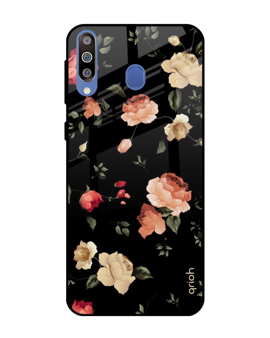 Shop Floral Printed Premium Glass Cover For Samsung Galaxy M40(Impact Resistant, Matte Finish)-Front