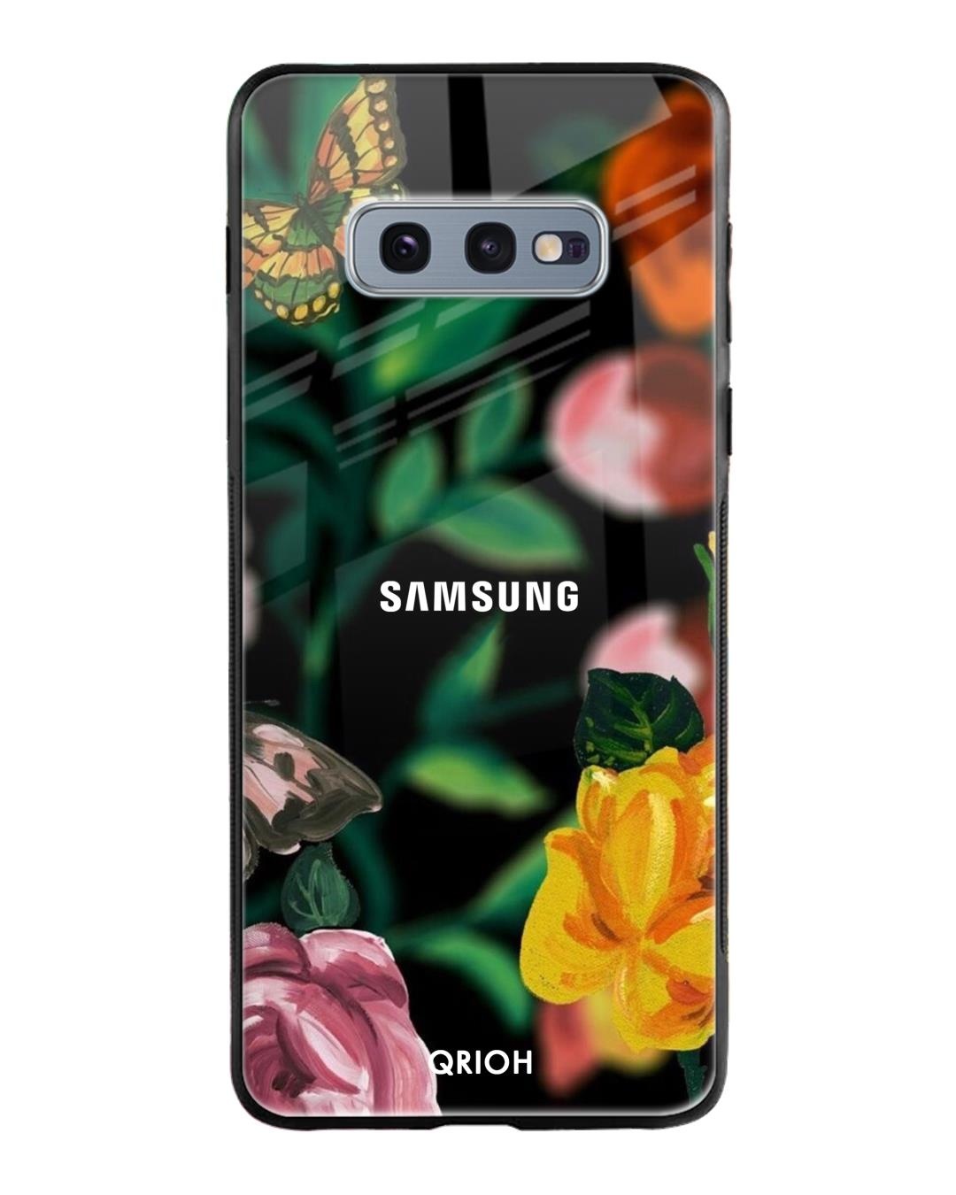 Shop Floral Printed Premium Glass Cover For Samsung Galaxy S10E(Impact Resistant, Matte Finish)-Back