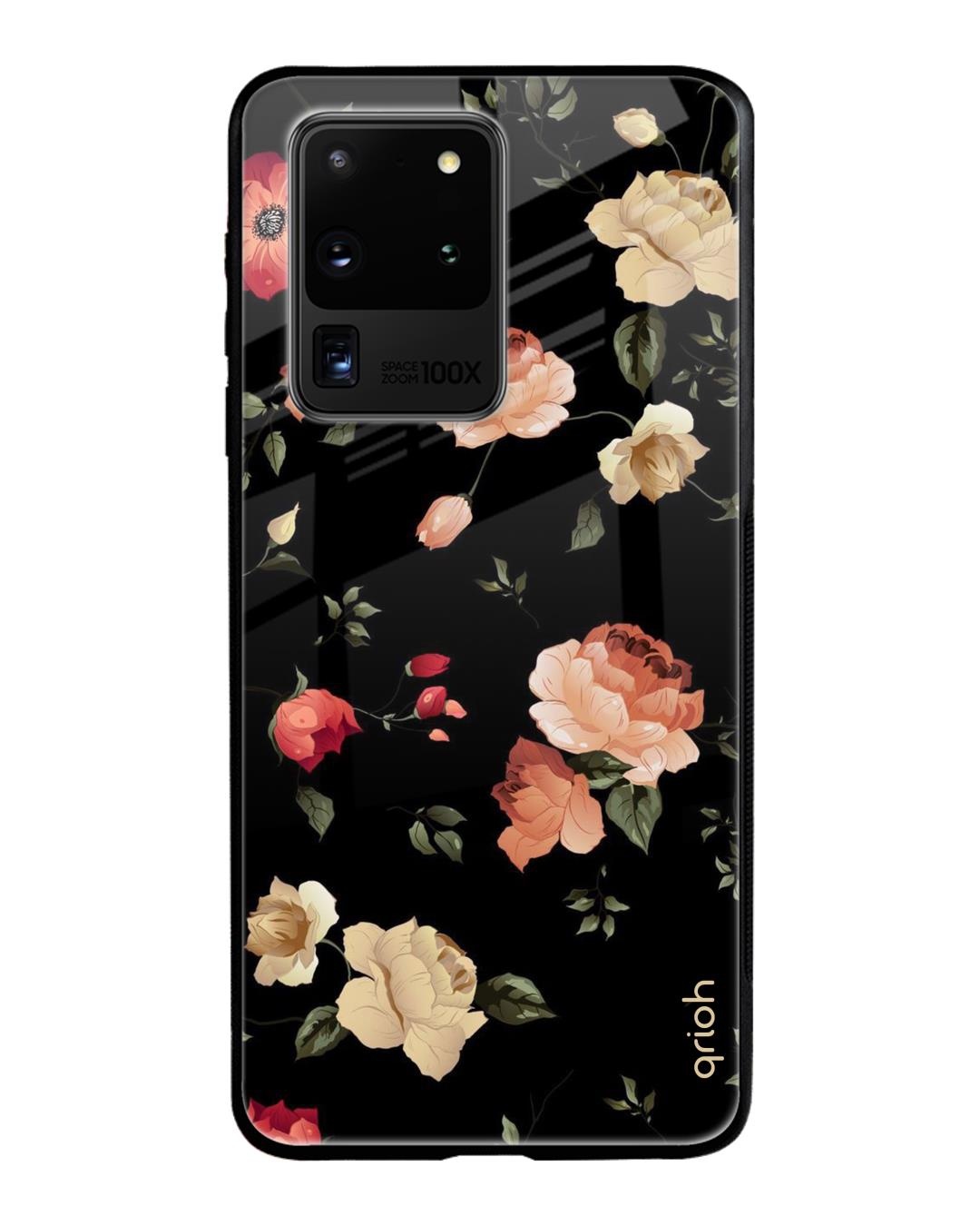 Shop Floral Printed Premium Glass Cover For Samsung Galaxy S20 Ultra(Impact Resistant, Matte Finish)-Front