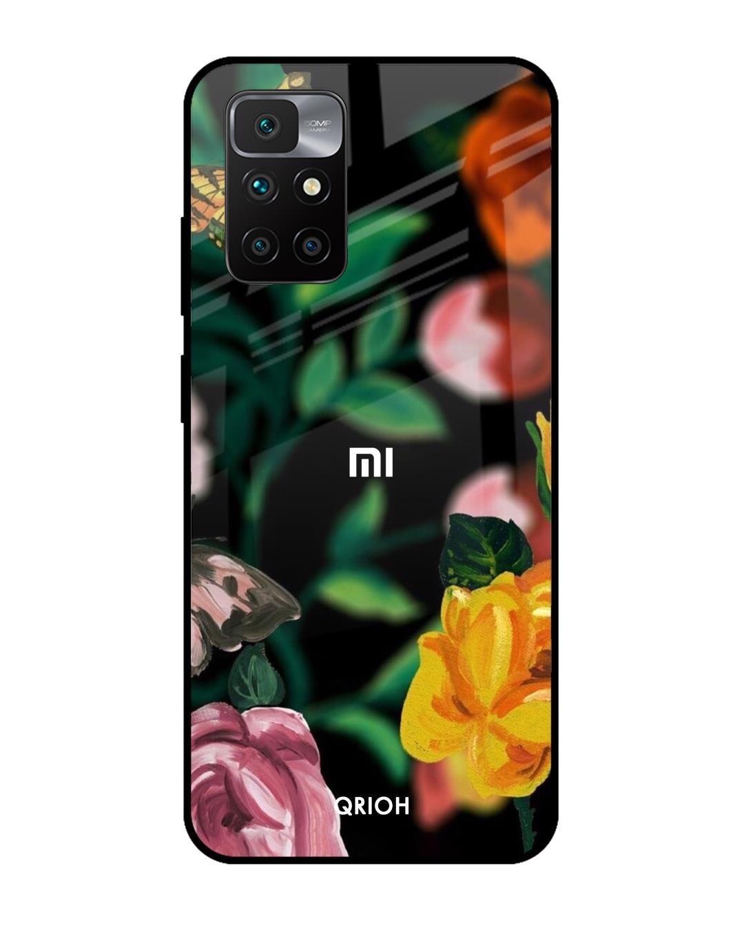 Shop Floral Printed Premium Glass Cover For Xiaomi Redmi 10 Prime (Impact Resistant, Matte Finish)-Front