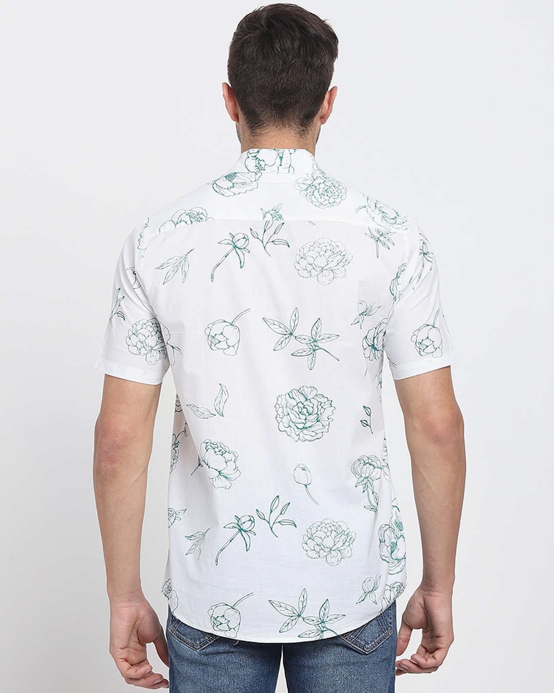Shop Floral Rose White Half Sleeve Shirt-Full