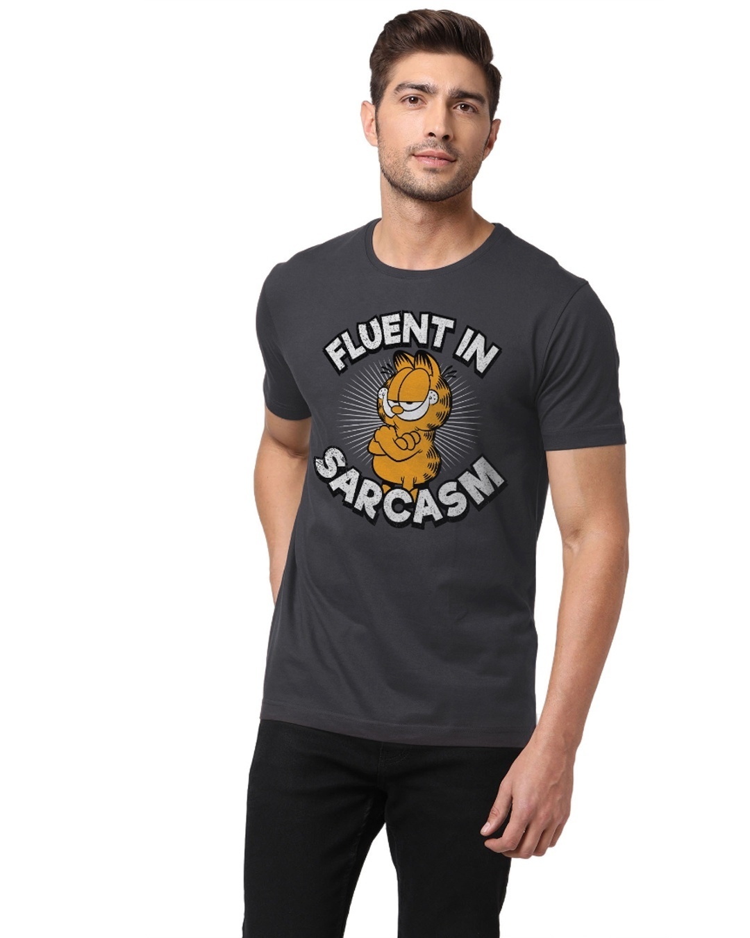 Shop Fluent In Sarcasm - Garfield Official T-shirt-Front