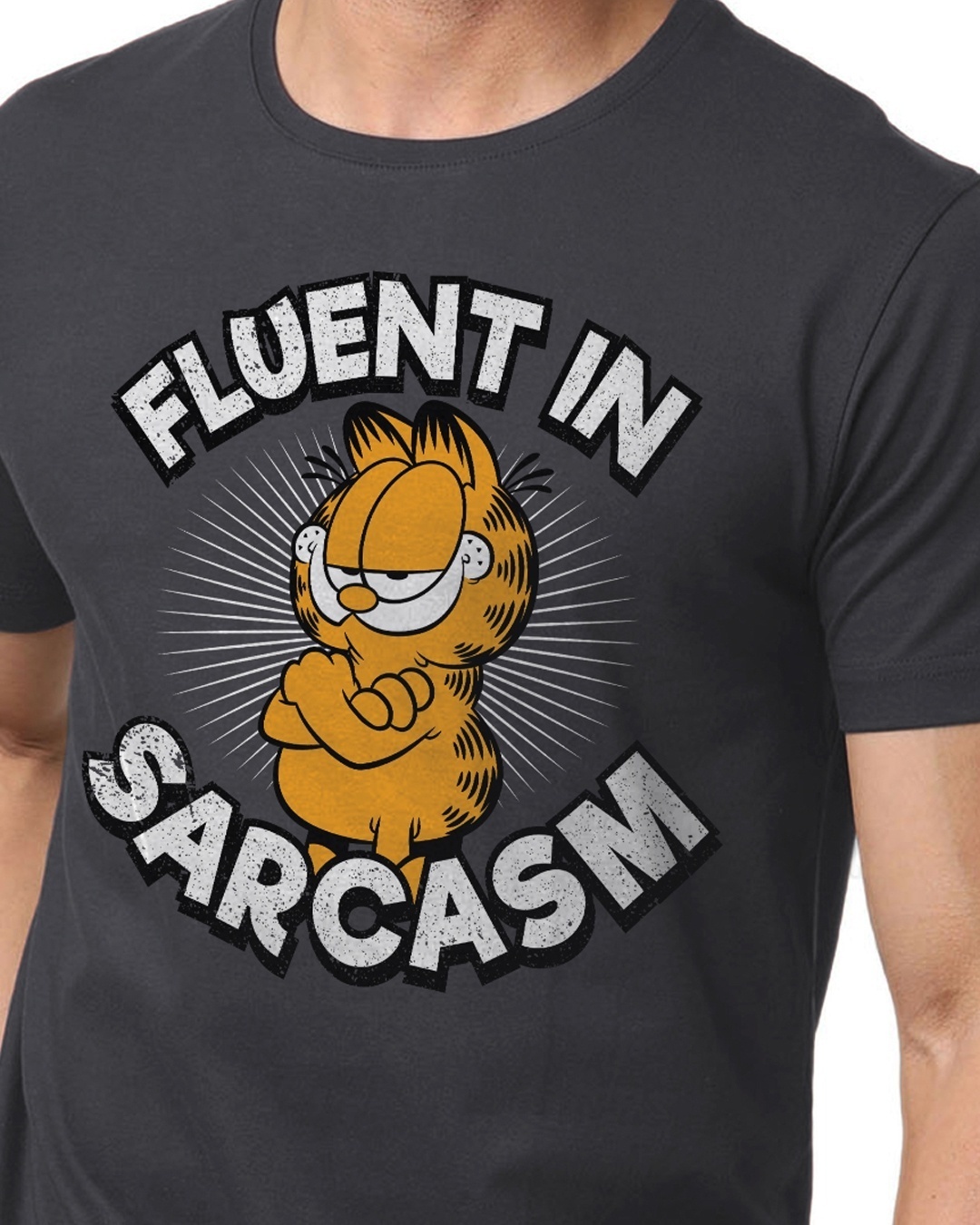 Shop Fluent In Sarcasm - Garfield Official T-shirt-Full