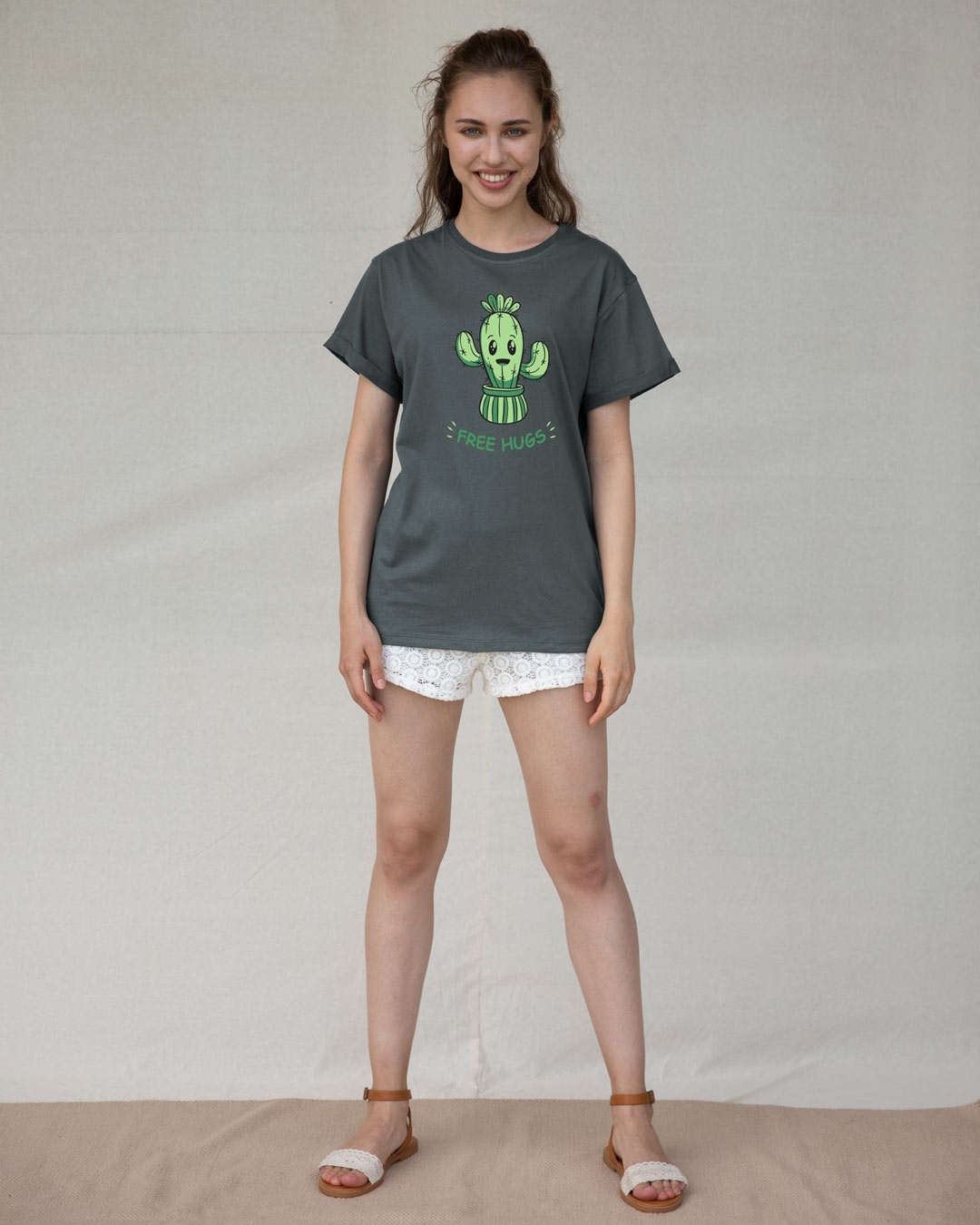 Shop Free Hugs Cactus Boyfriend T-Shirt-Design