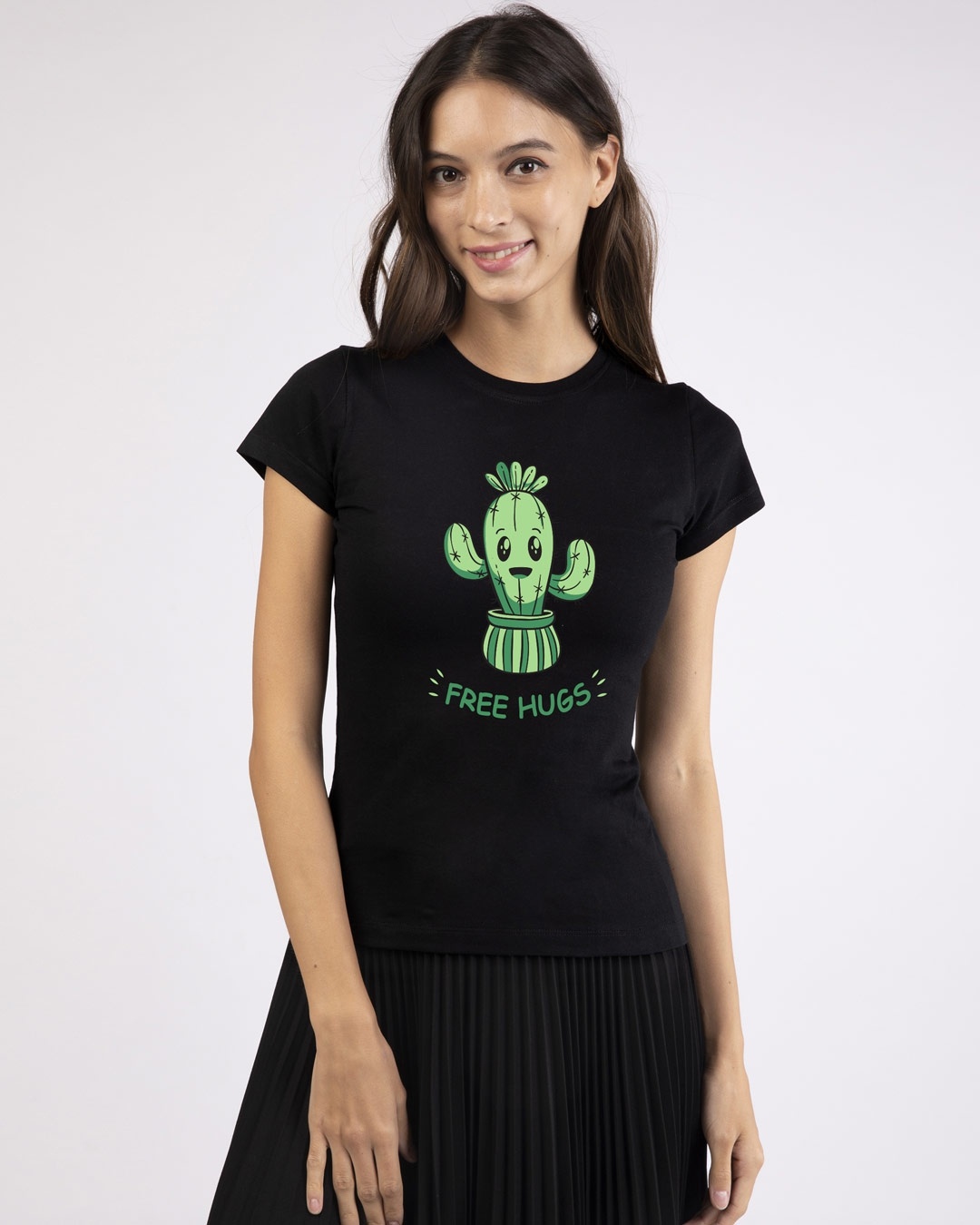 Shop Free Hugs Cactus Half Sleeve T-Shirt-Design