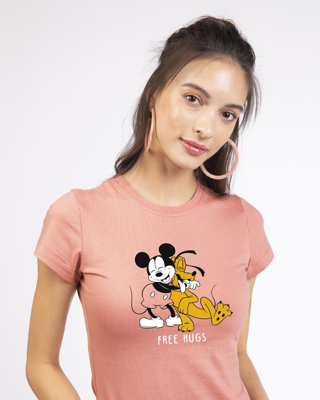 Shop Free Hugs- Mickey Half Sleeve T-shirt (DL)-Front
