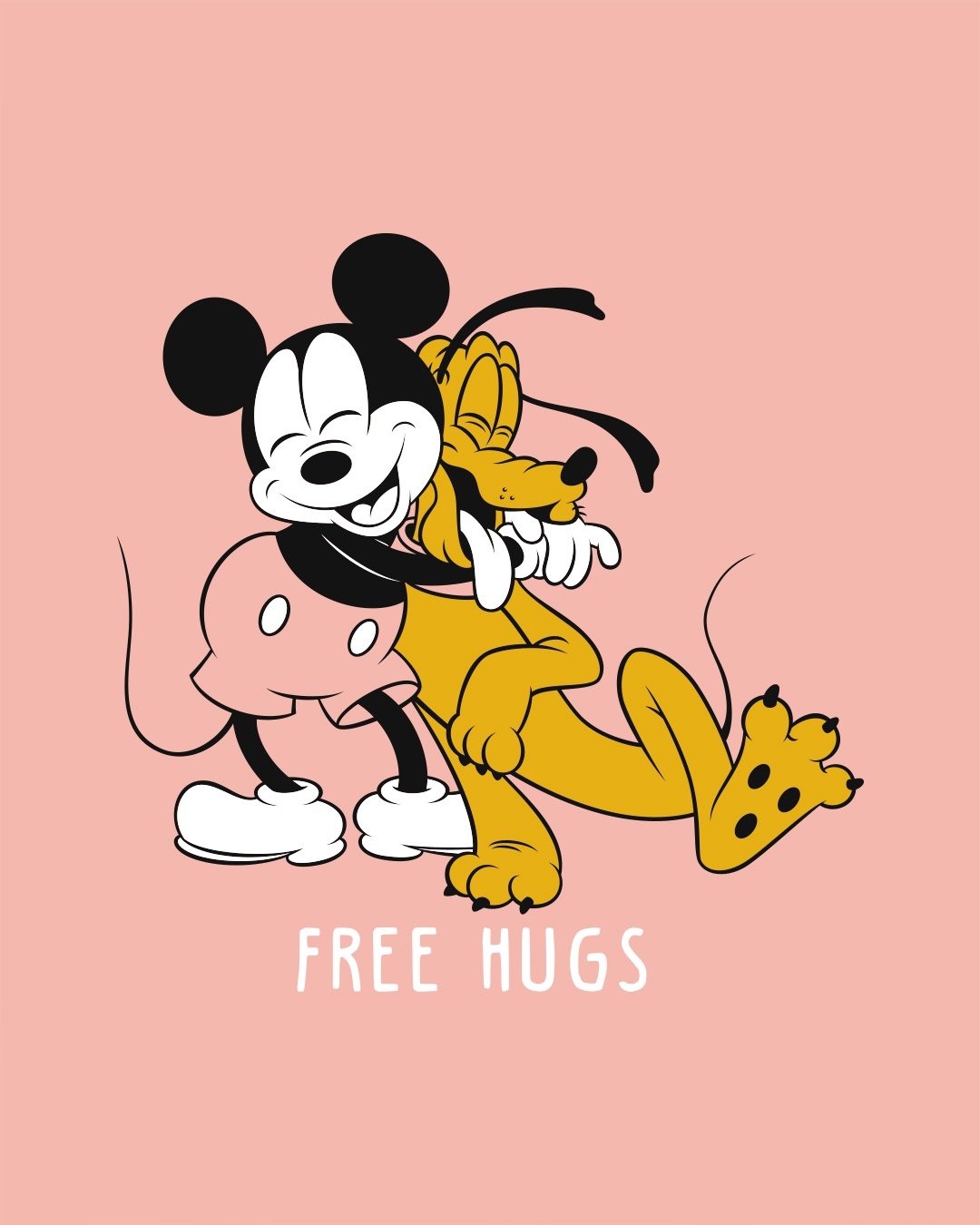 Shop Free Hugs- Mickey Half Sleeve T-shirt (DL)-Full