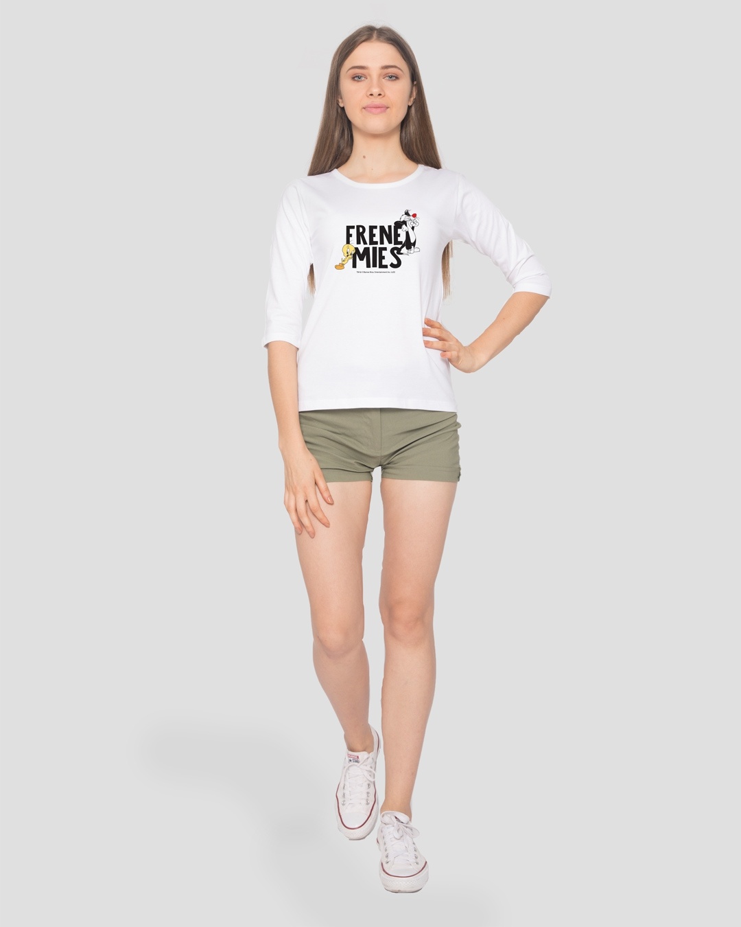 Shop Frenemies Sylvester Tweety 3/4th Sleeve Slim Fit T-Shirt (LTL)-Design
