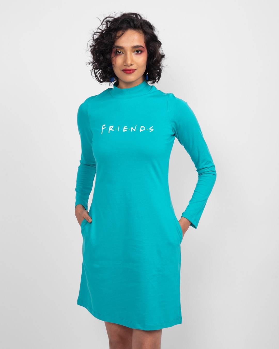 Shop Friends Logo High Neck Pocket Dress (FRL)-Front