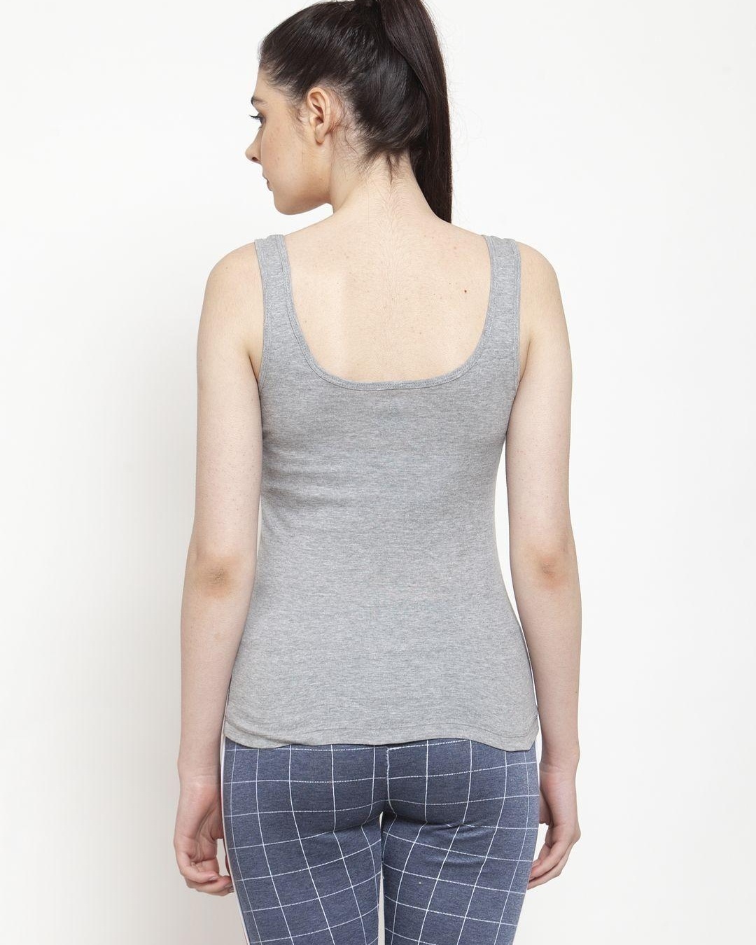 Shop Women's Grey Slim Fit Tank Top-Full