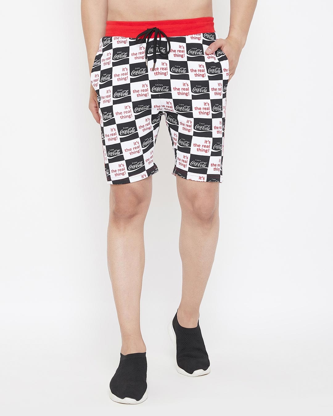 Shop Cocacola Checkered Taped Shorts-Front
