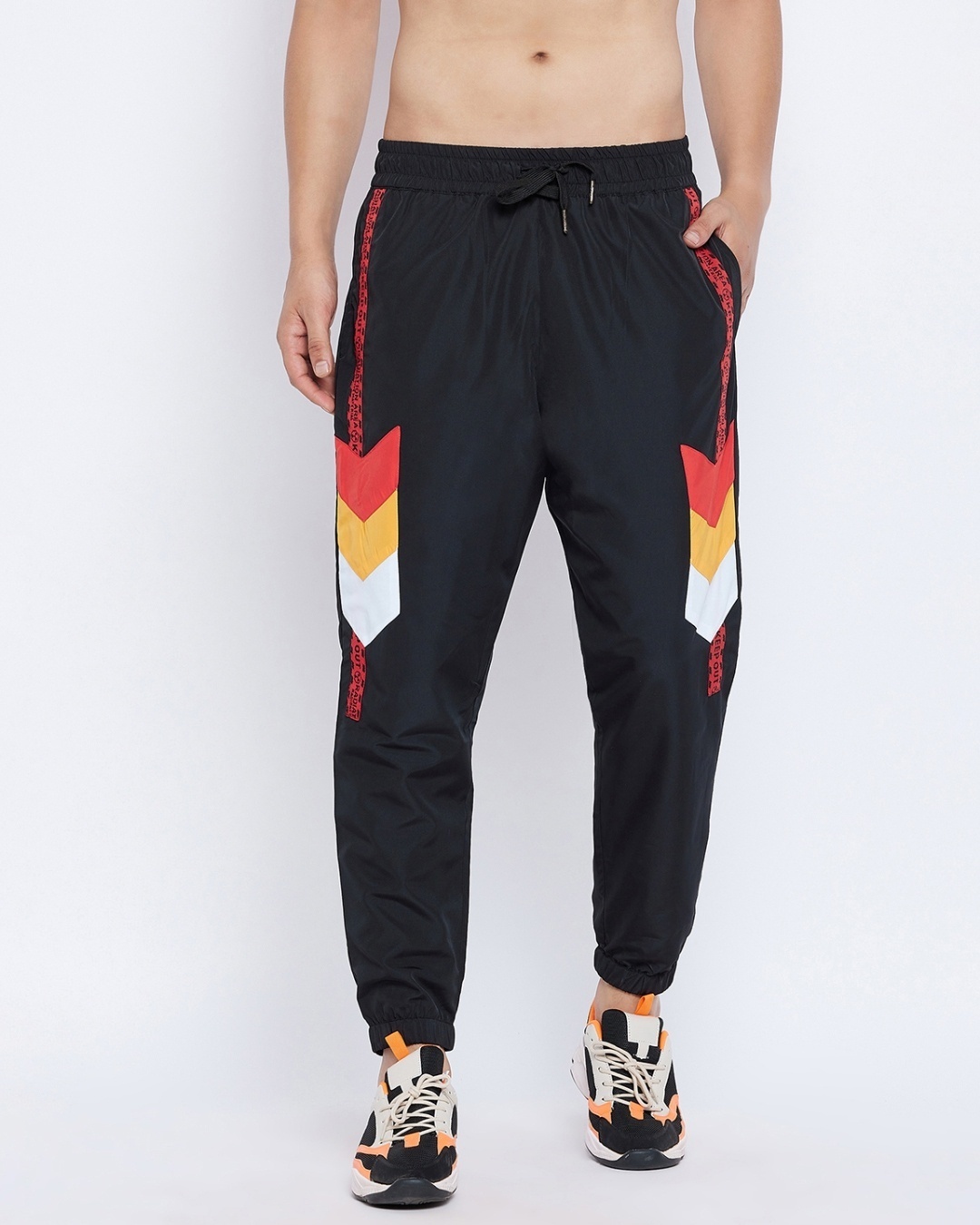 fugazee men s black cut and sew taped light weight slim fit trackpants 455169 1655919993 1