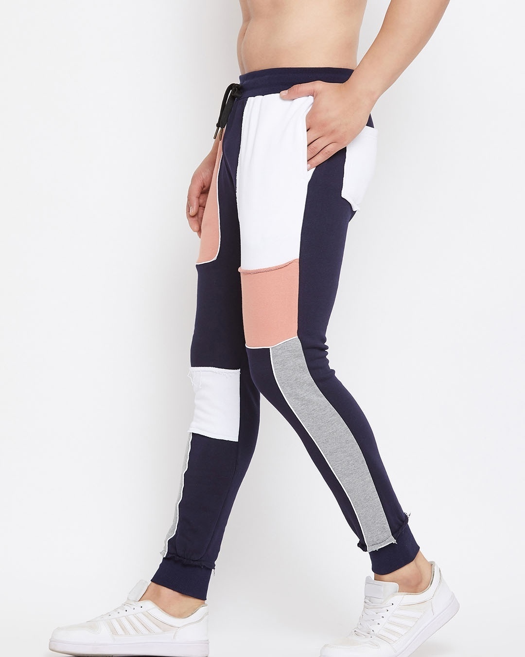 Shop Rose And Navy Colour Blocked Trackpant-Design