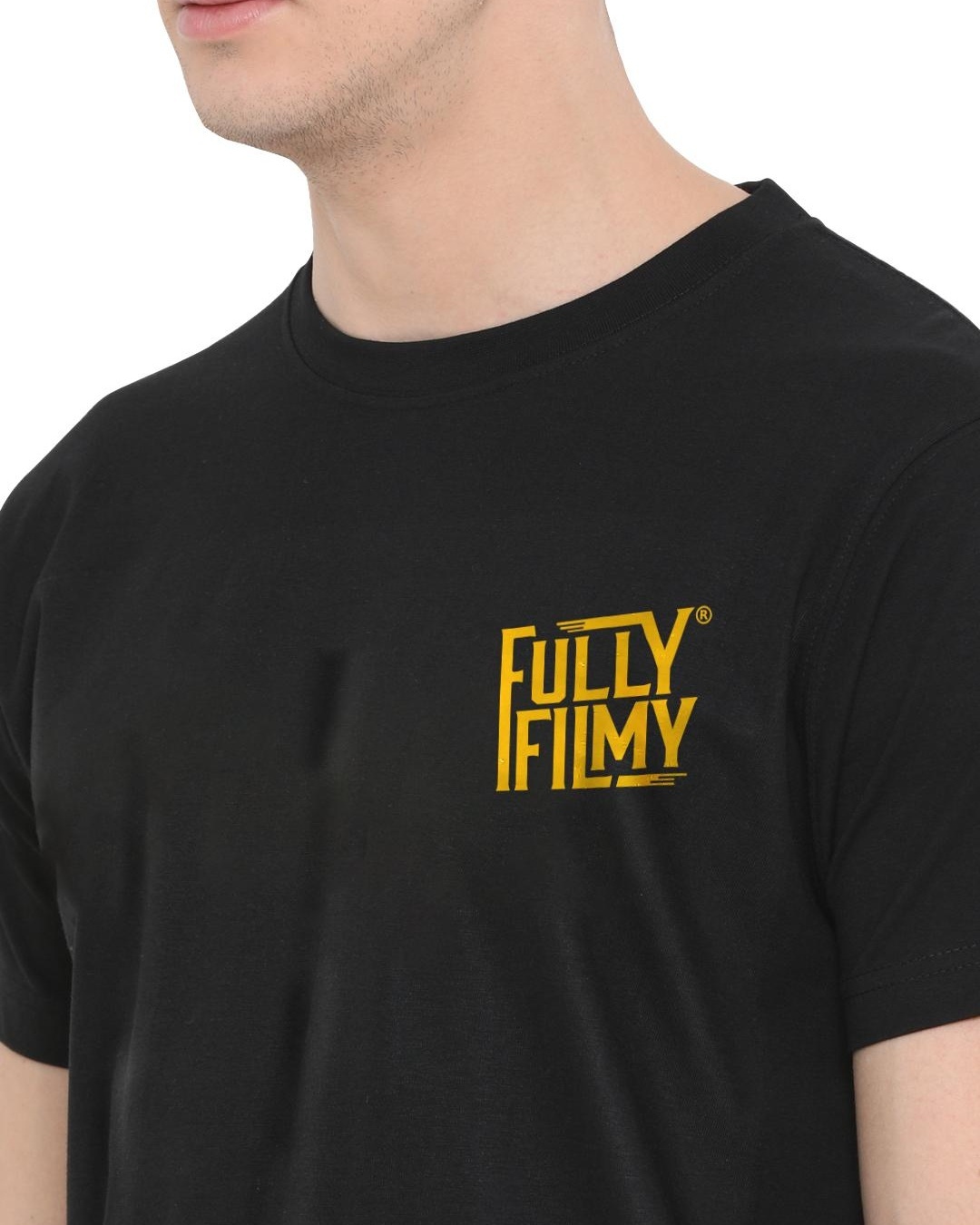 Buy Mens Black Ff Yellow Logo Black Typographic T Shirt For Men Black