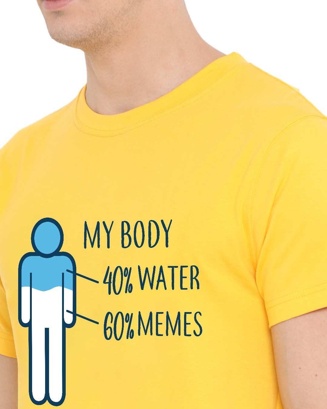 Buy Men's Yellow 4060 Memes Graphic Printed Tshirt for Men Yellow