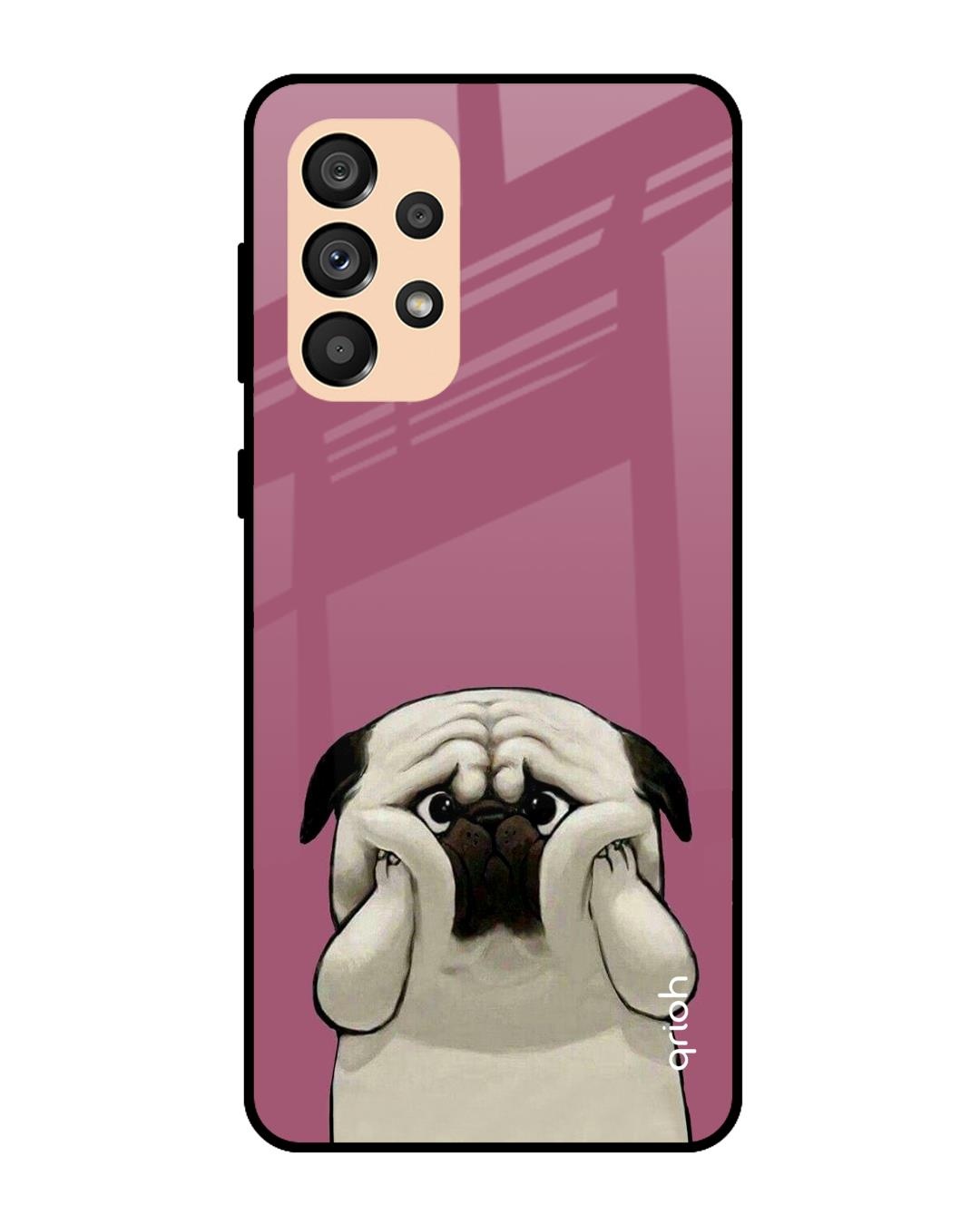 Shop Funny Pug Face Printed Premium Glass Cover For  A33 5G(Impact Resistant, Matte Finish)-Back
