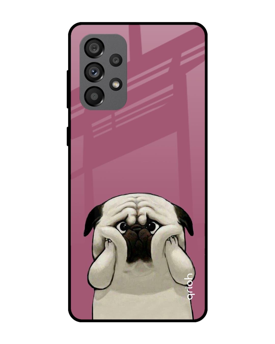 Shop Funny Pug Face Printed Premium Glass Cover For  A73 5G(Impact Resistant, Matte Finish)-Back