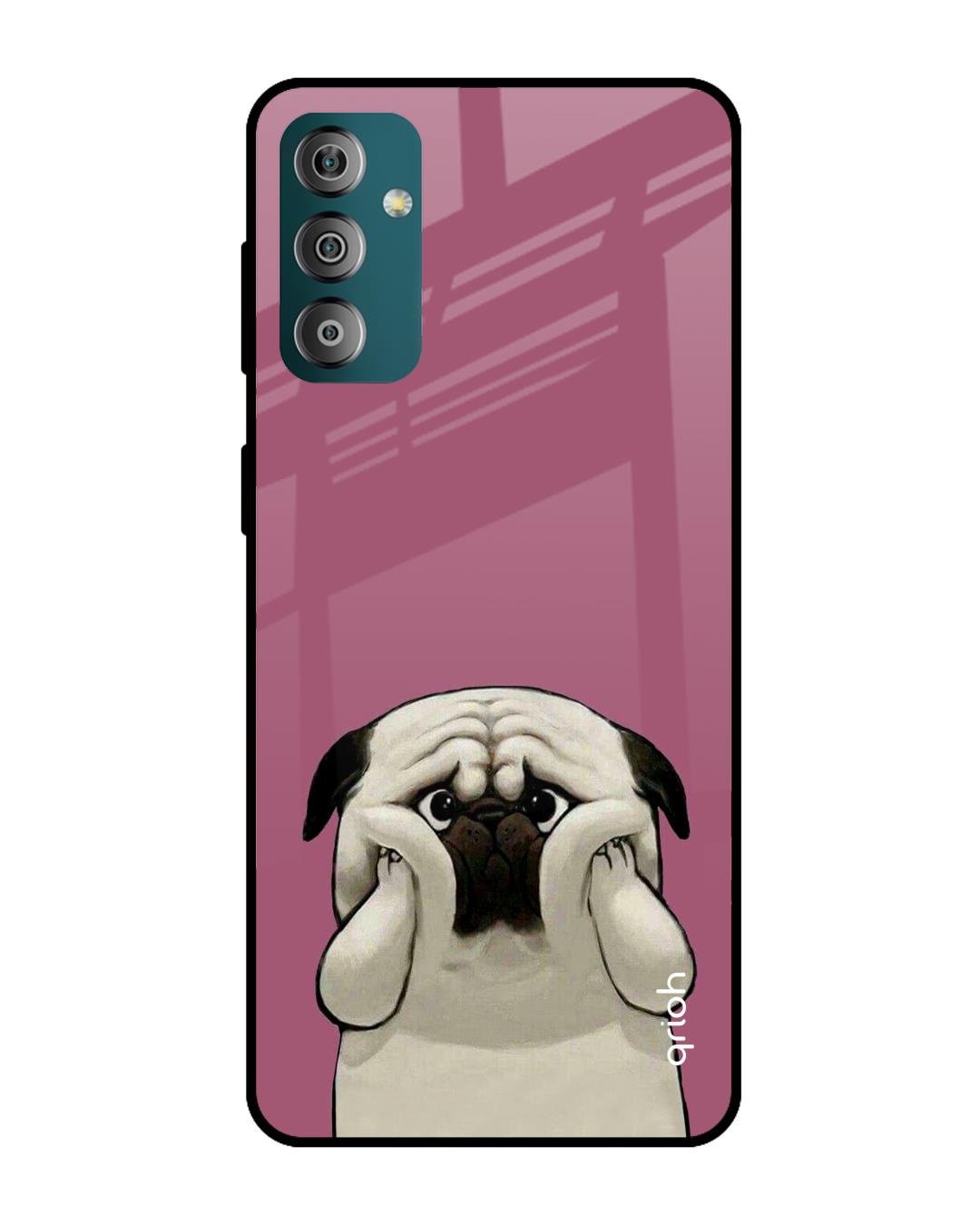 Shop Funny Pug Face Printed Premium Glass Cover For  F23 5G(Impact Resistant, Matte Finish)-Front