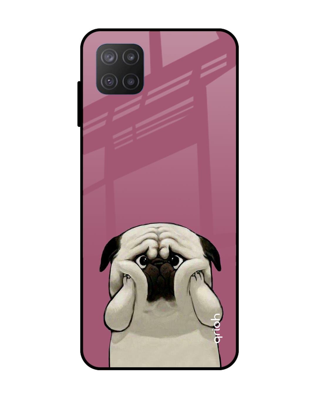 Shop Funny Pug Face Printed Premium Glass Cover For  M12(Impact Resistant, Matte Finish)-Front