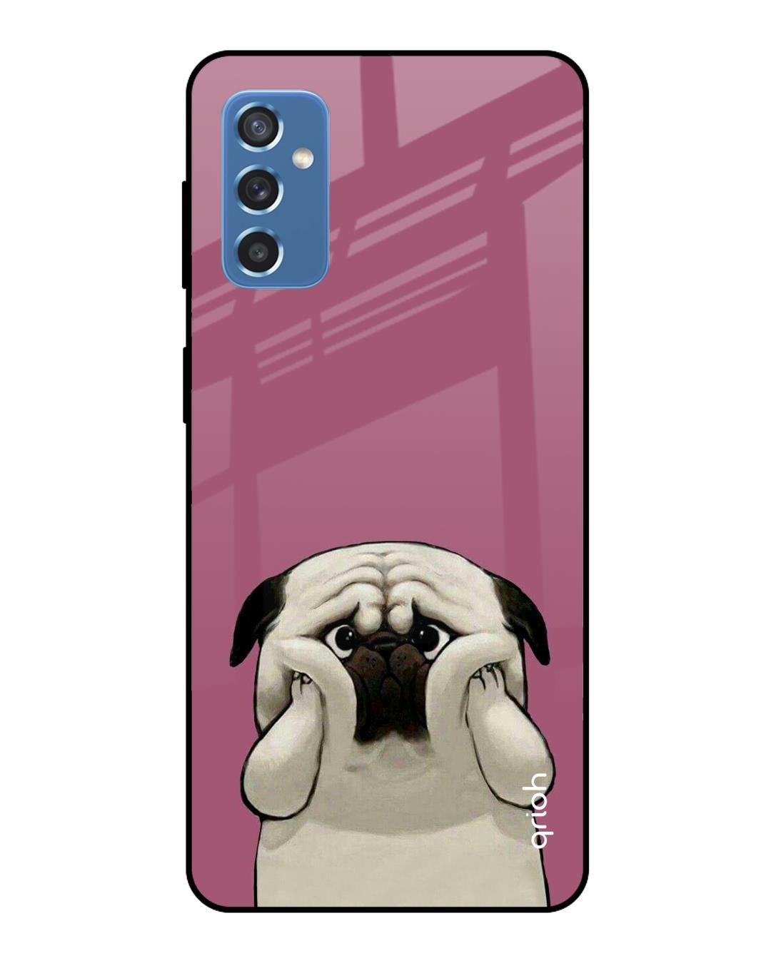 Shop Funny Pug Face Printed Premium Glass Cover For  M52 5G(Impact Resistant, Matte Finish)-Front