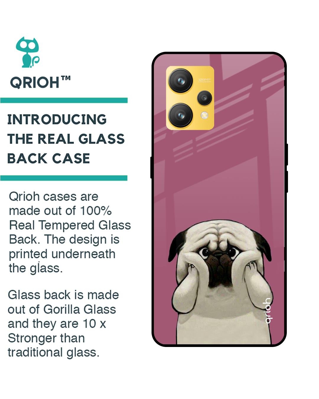 Shop Funny Pug Face Printed Premium Glass Cover for Realme 9 4G (Shock Proof, Scratch Resistant)-Back