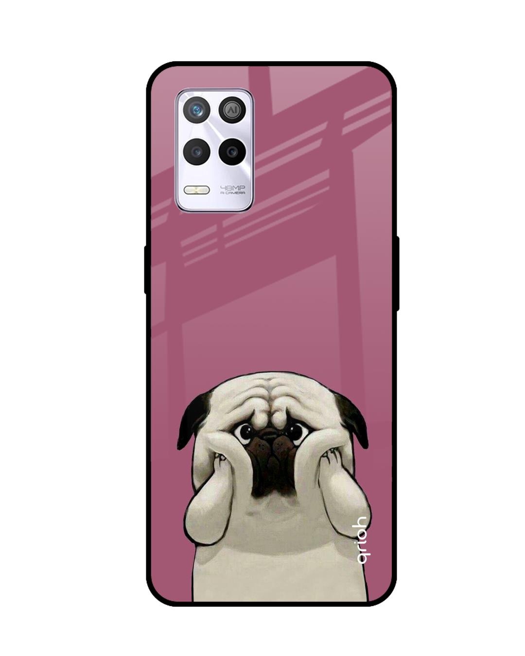 Shop Funny Pug Face Printed Premium Glass Cover for Realme 9 5G (Shock Proof, Scratch Resistant)-Front