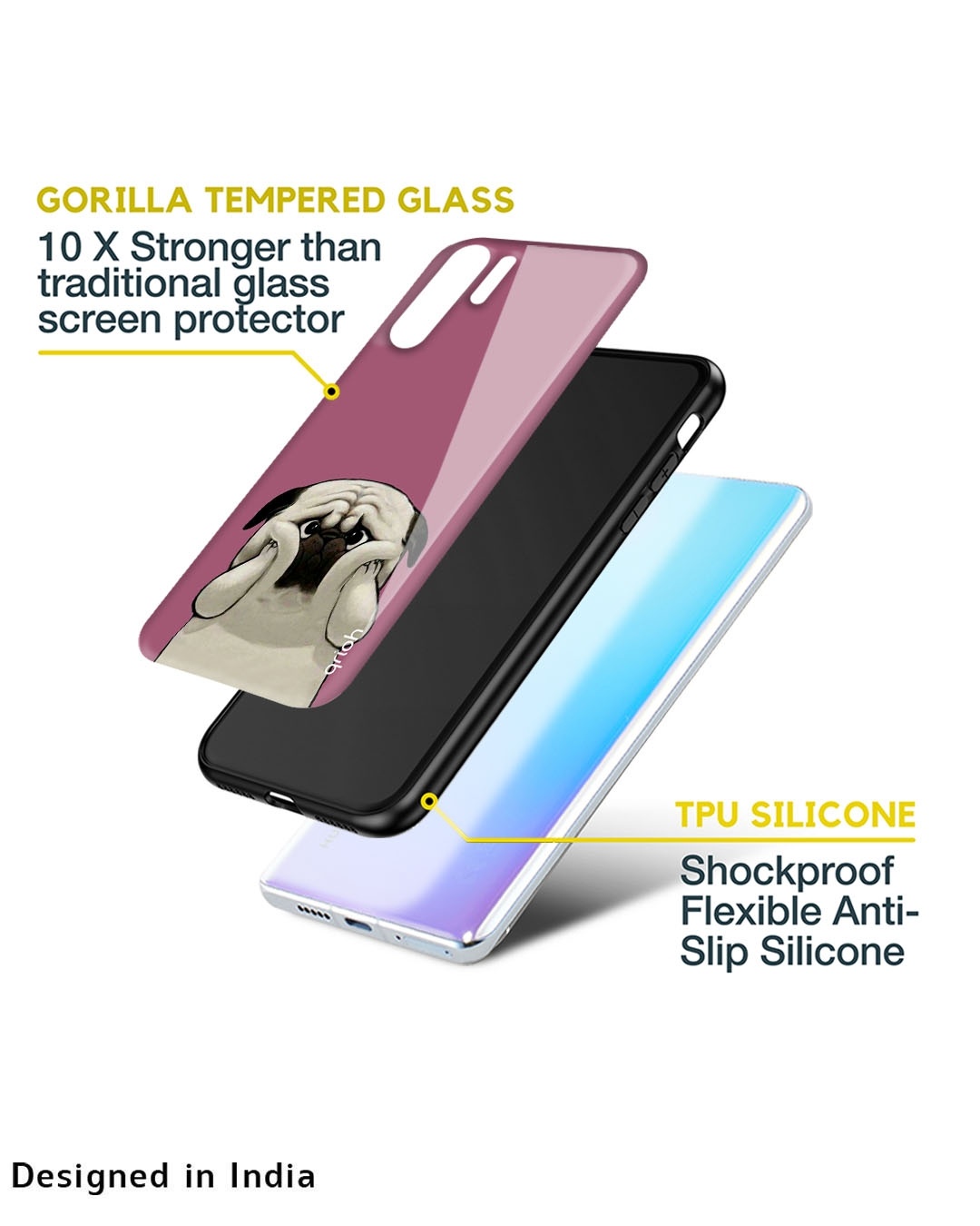 Shop Funny Pug Face Printed Premium Glass Cover for Realme C30 (Shock Proof, Scratch Resistant)-Design