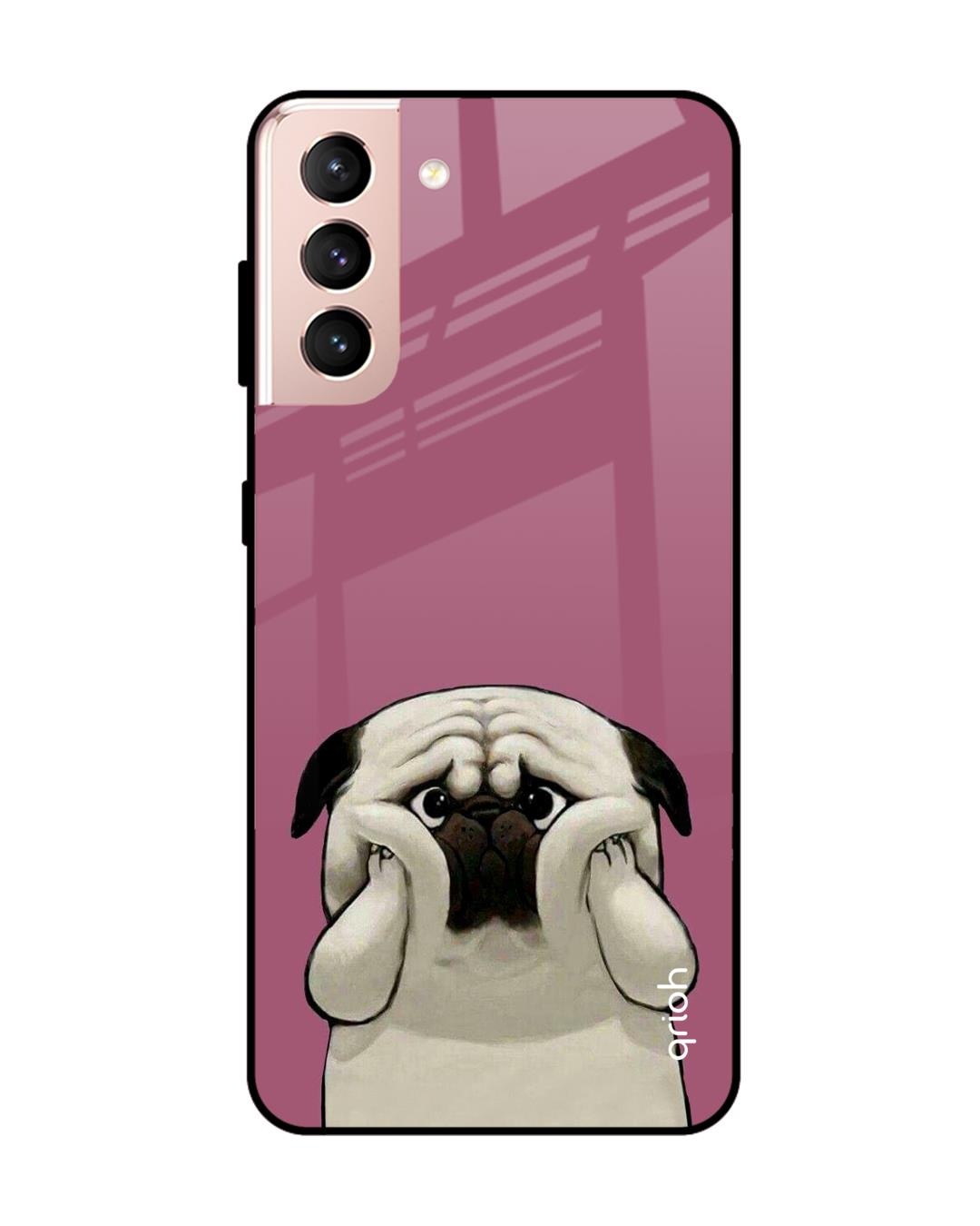 Shop Funny Pug Face Printed Premium Glass Cover For  S21 Plus(Impact Resistant-Back