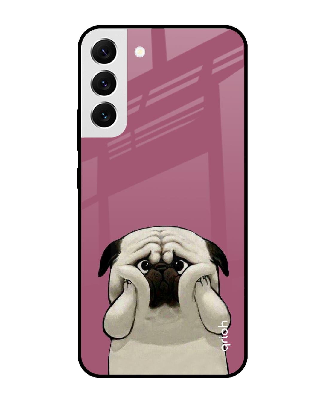 Shop Funny Pug Face Printed Premium Glass Cover For  S22 5G(Impact Resistant, Matte Finish)-Front