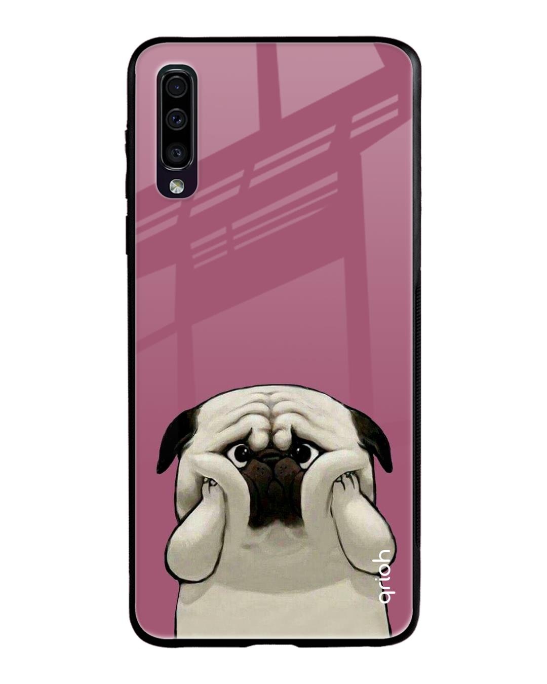 Shop Funny Pug Face Printed Premium Glass Cover For Samsung Galaxy A70(Impact Resistant, Matte Finish)-Back